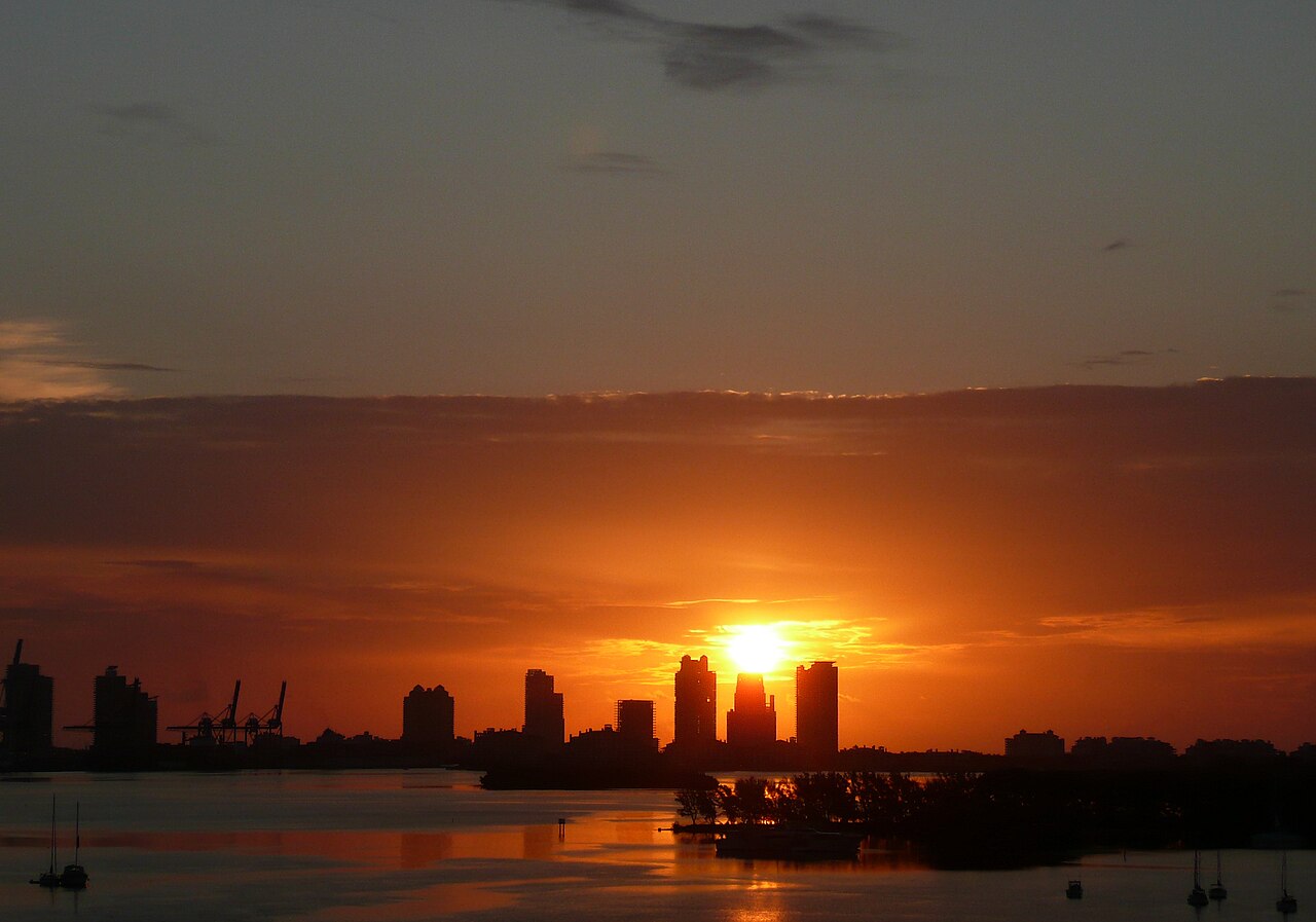 Miami skyline and waterfront in Florida