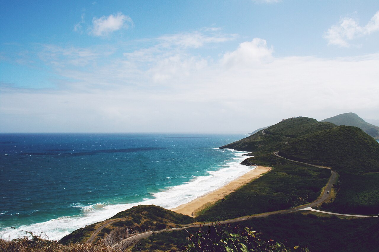 Tropical beach in St Kitts and Nevis